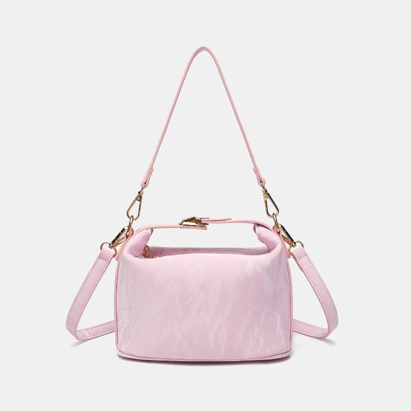 Top Handle Patent Bag - Damska różowa mini torebka crossbody ze