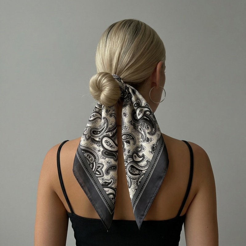 Luxury Bags And Accessories - Luksusowa satynowa kwadratowa apaszka z wzorem
