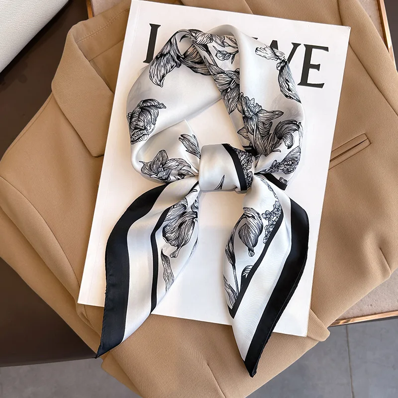 Luxury Bags Casual - 70*70cm luksusowy kwiatowy nadruk jedwabny kwadratowy