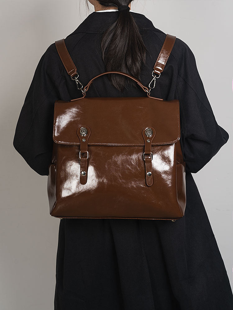 Top Handle Patent Bag - Modna torebka damska na ramię z