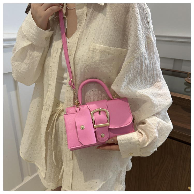 Top Handle Patent Bag - Różowa mini torebka Barbie ze skóry