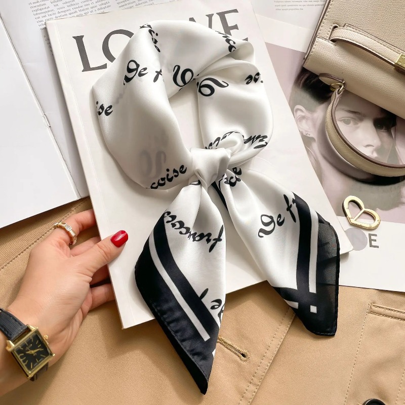 Luxury Bags Casual - Damska luksusowa jedwabna satynowa kwadratowa apaszka