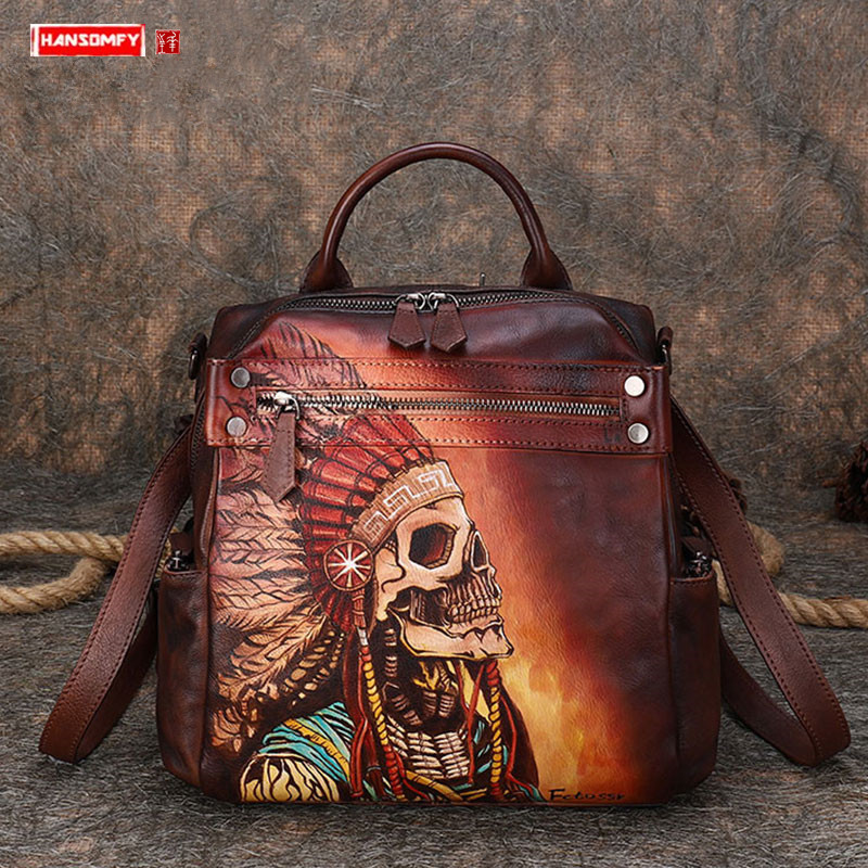 Luxury Bags Hand Painted - 2026 Nowy Luksusowy Skórzany Plecak Damski