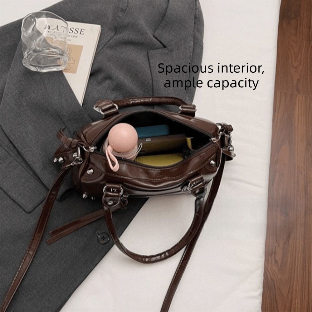 Torebka Vintage z Nitami, Duża – Top Handle Patent Bag recenzja i cena